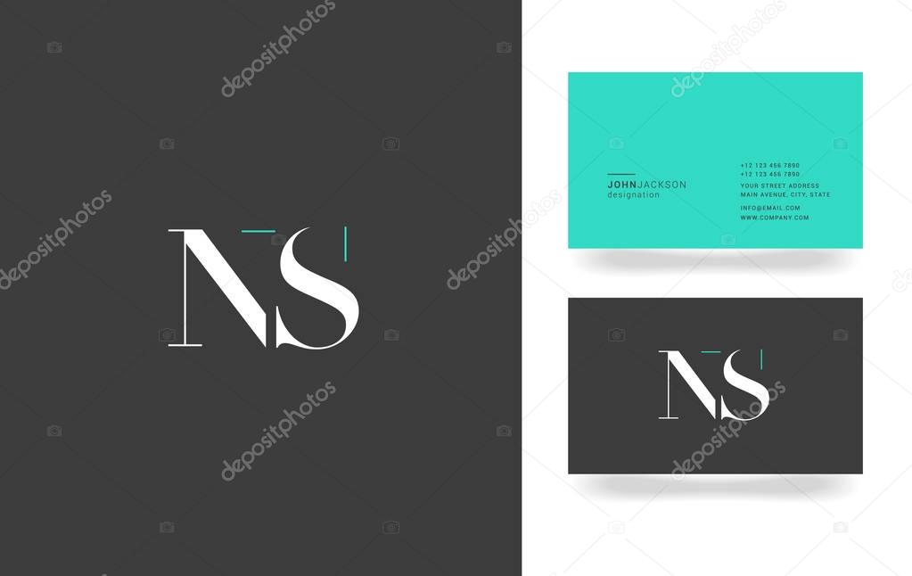 N & S Letter Logo, with Business Card Template Vector illustration