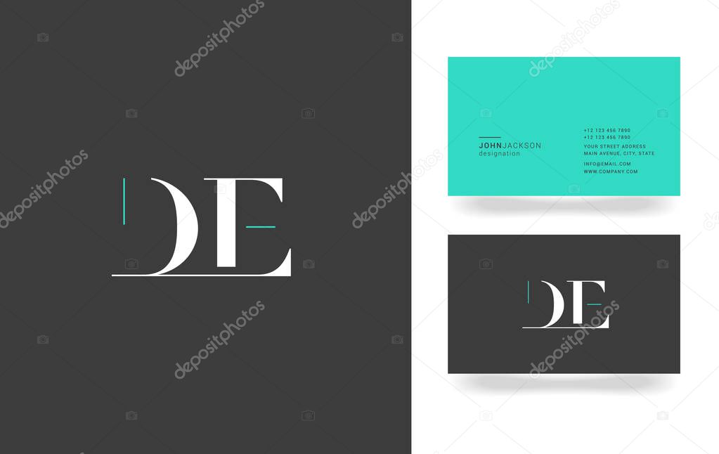 D & E Letter Logo, with Business Card Template Vector illustration