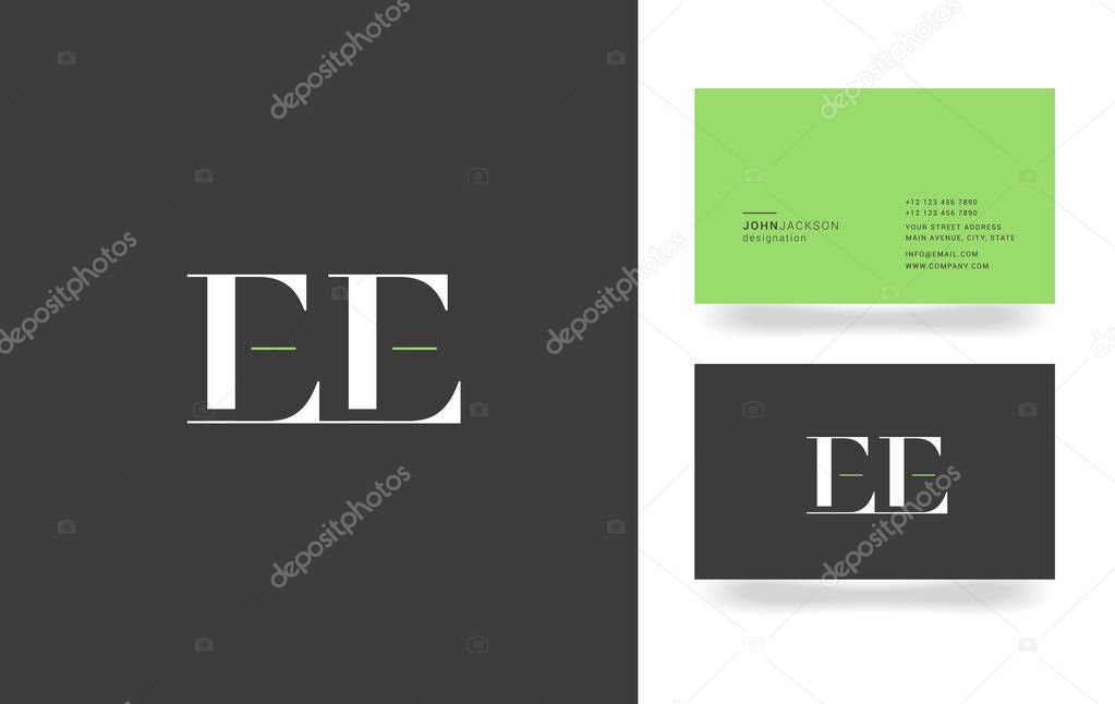 E & E Letter Logo, with Business Card Template Vector illustration