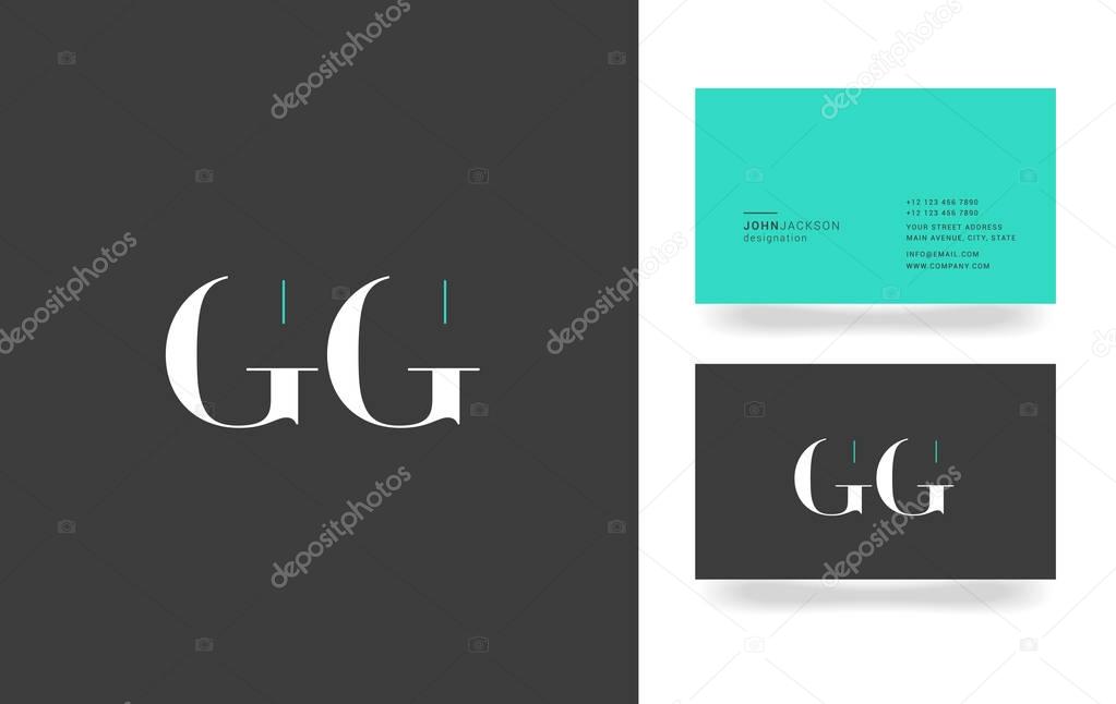 G & G Letter Logo, with Business Card Template Vector illustration