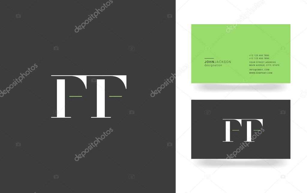 F & F Letter Logo, with Business Card Template Vector illustration