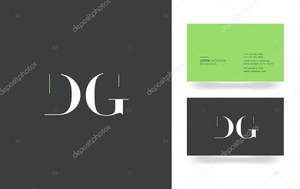 D & G Letter Logo, with Business Card Template Vector illustration