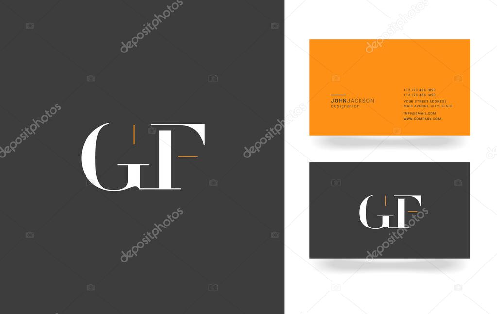 G & F Letter Logo, with Business Card Template Vector illustration