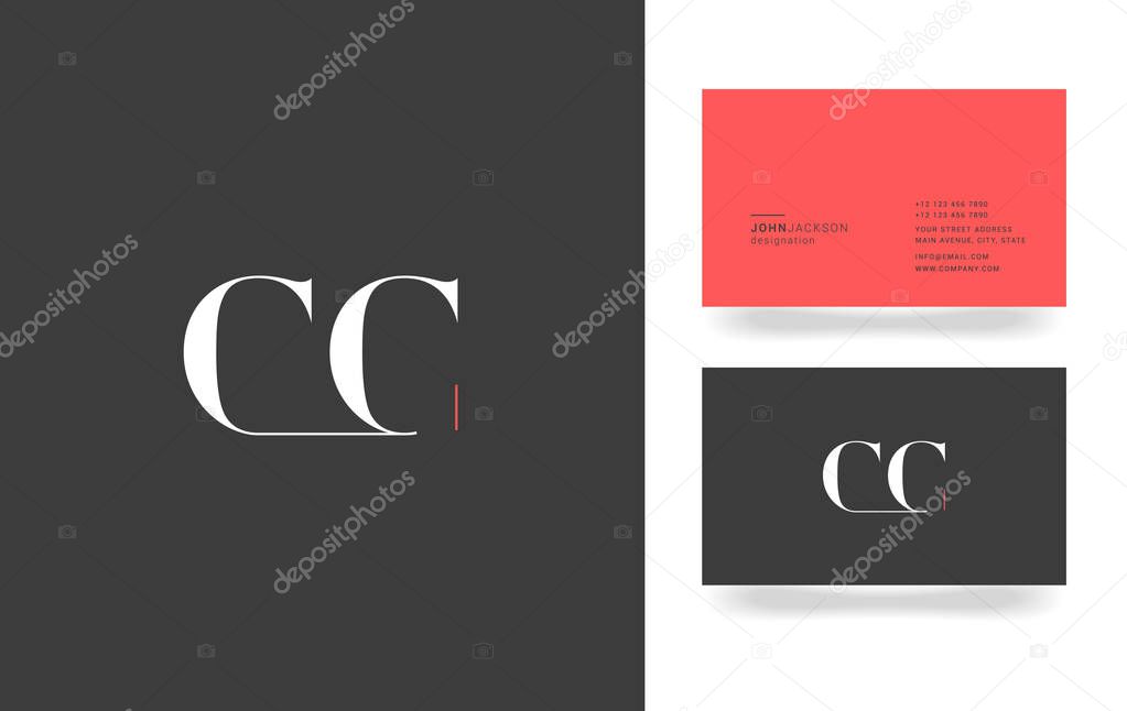 C & C Letter Logo, with Business Card Template Vector illustration