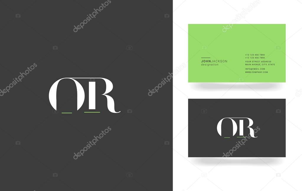 O & R Letter Logo, with Business Card Template Vector illustration