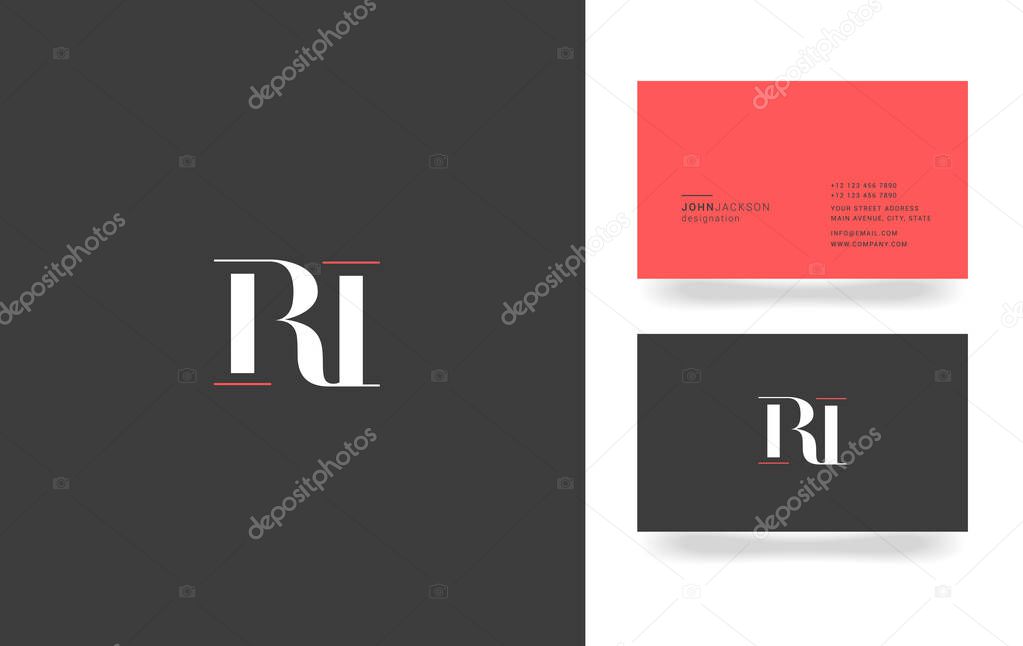 R & I Letter Logo, with Business Card Template Vector illustration