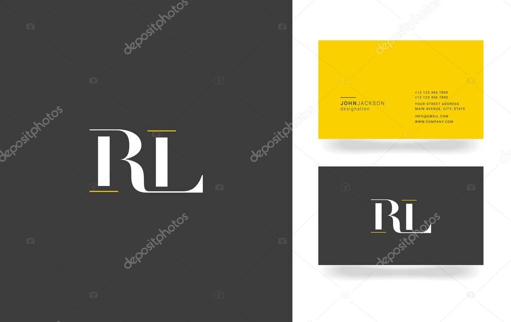 R & L Letter Logo, with Business Card Template Vector illustration