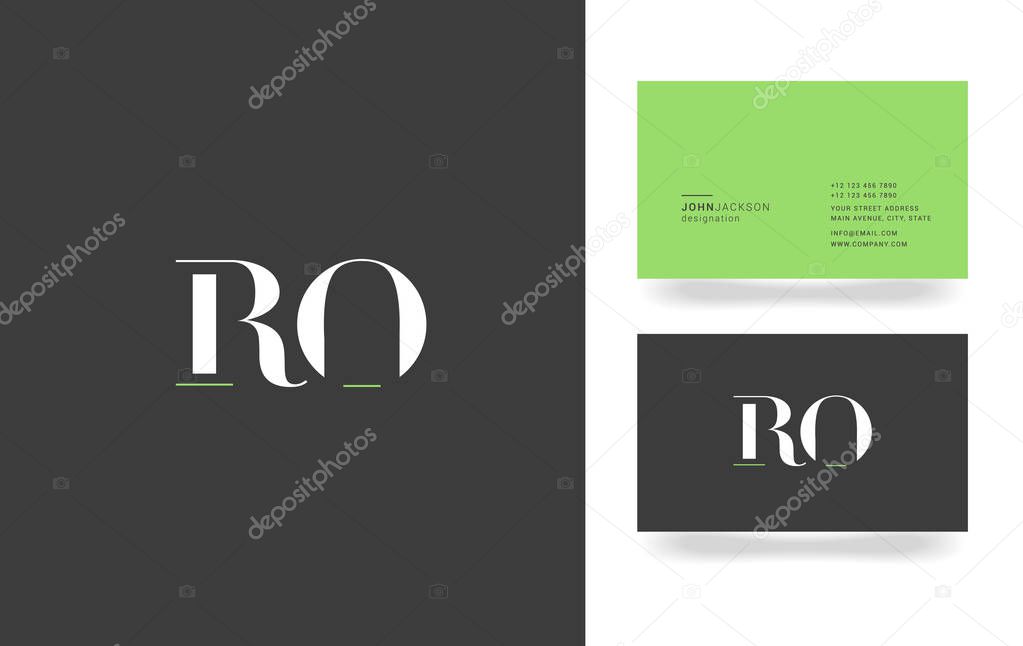 R & O Letter Logo, with Business Card Template Vector illustration