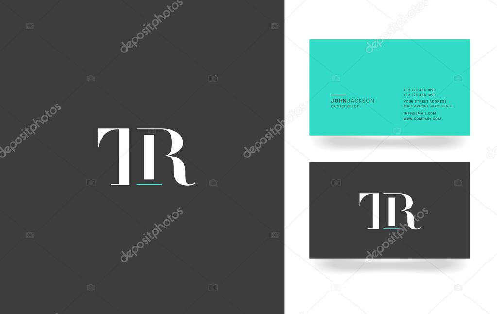 T & R Letter Logo, with Business Card Template Vector illustration, corporate identity