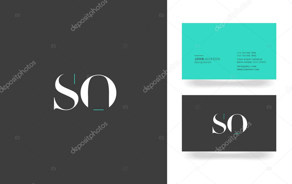 S & O Letter Logo, with Business Card Template Vector illustration, corporate identity