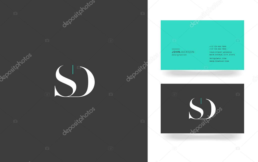 S & D Letter Logo, with Business Card Template Vector illustration, corporate identity
