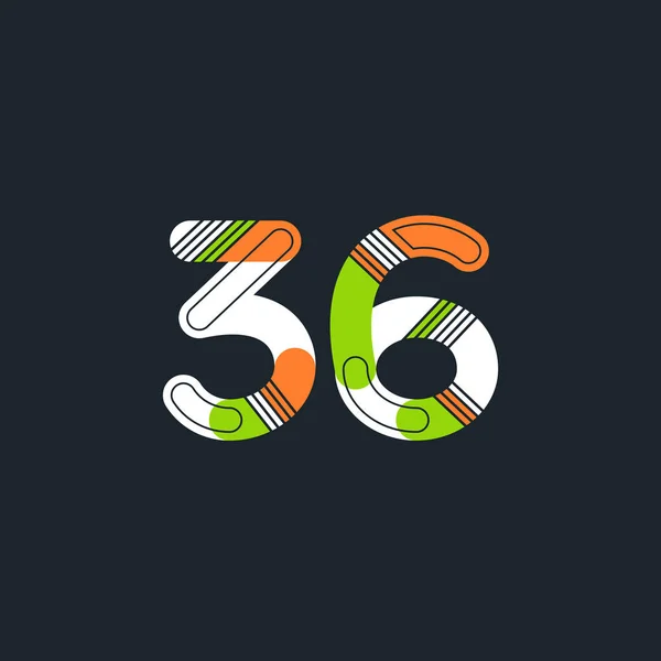 36 nummer Logo ikon — Stock vektor