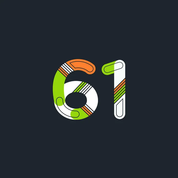61 nummer Logo pictogram — Stockvector