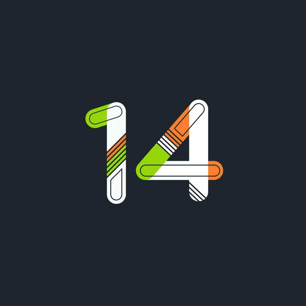 14 τον αριθμό εικονίδιο με το λογότυπο — Διανυσματικό Αρχείο