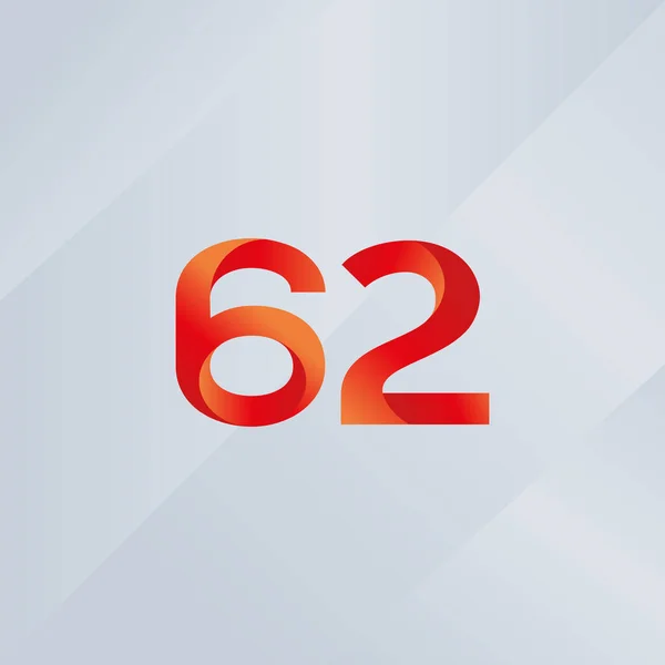 62 numero icona del logo — Vettoriale Stock