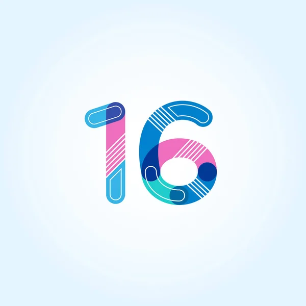 16 αριθμός εικονίδιο με το λογότυπο — Διανυσματικό Αρχείο