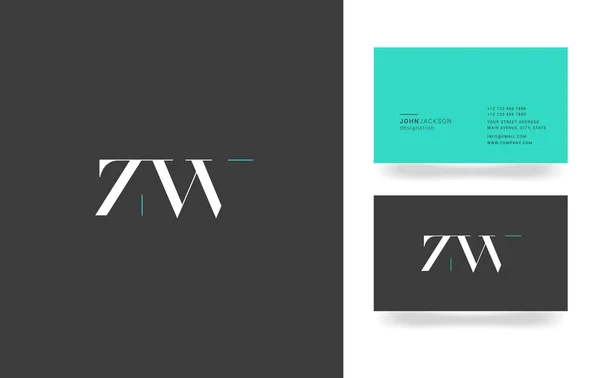 Z & W brev logotyp, med verksamhet — Stock vektor