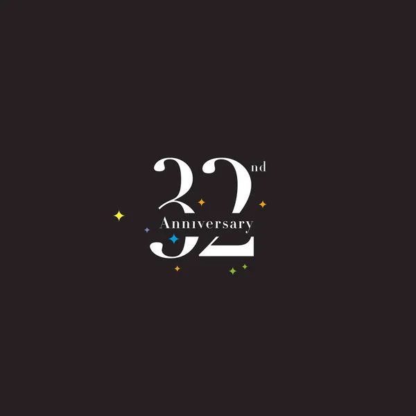 Icono del logotipo del 32º aniversario — Archivo Imágenes Vectoriales
