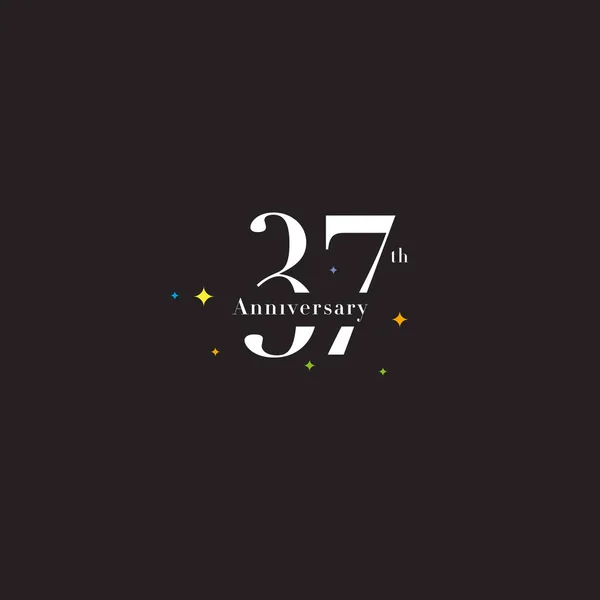 37ste Verjaardag logo pictogram — Stockvector