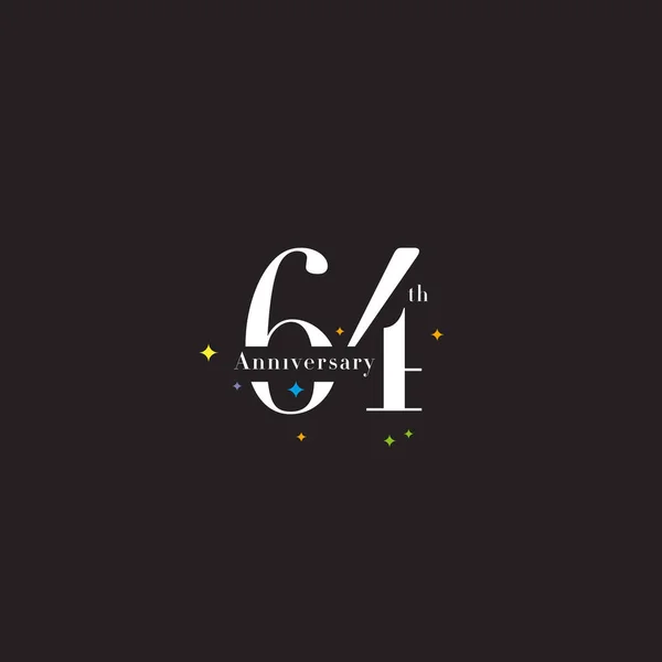 64th Aniversário logotipo ícone — Vetor de Stock