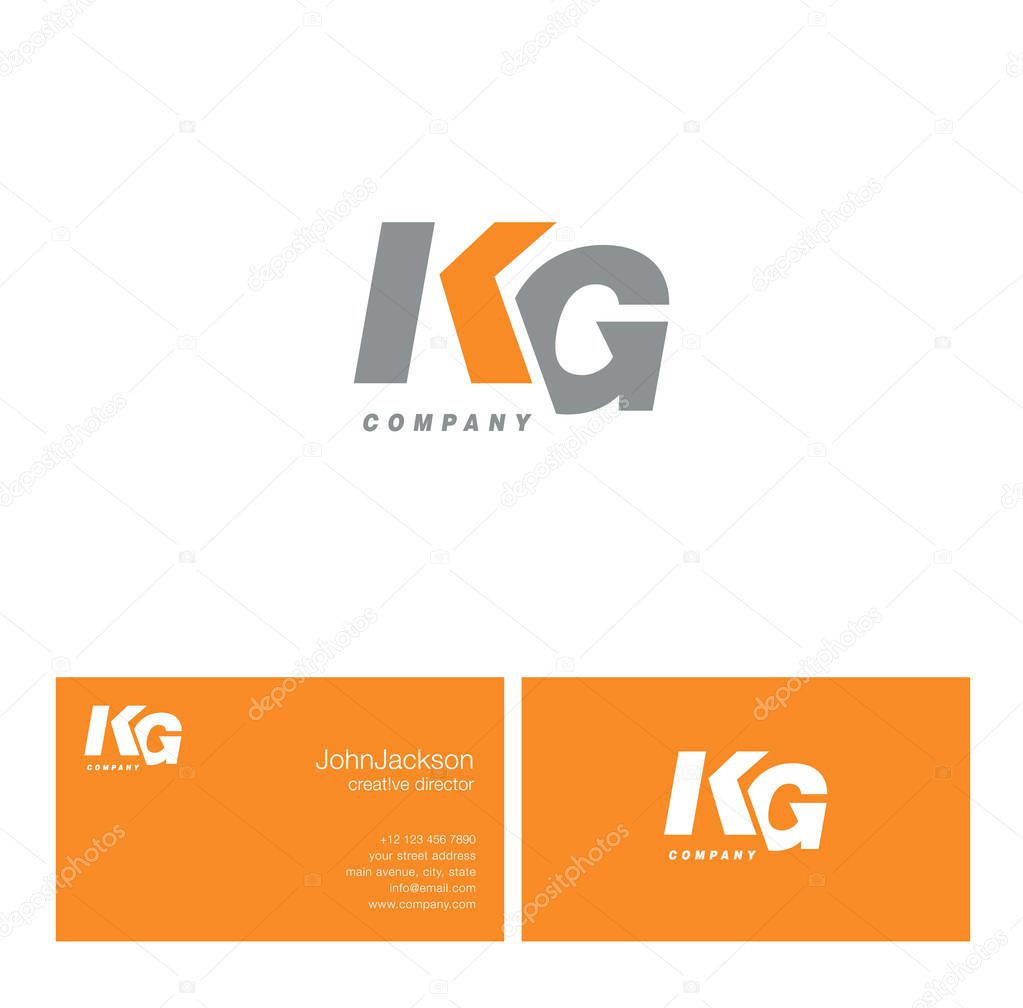 K & G Letter Logo, with Business Card Template Vector illustration