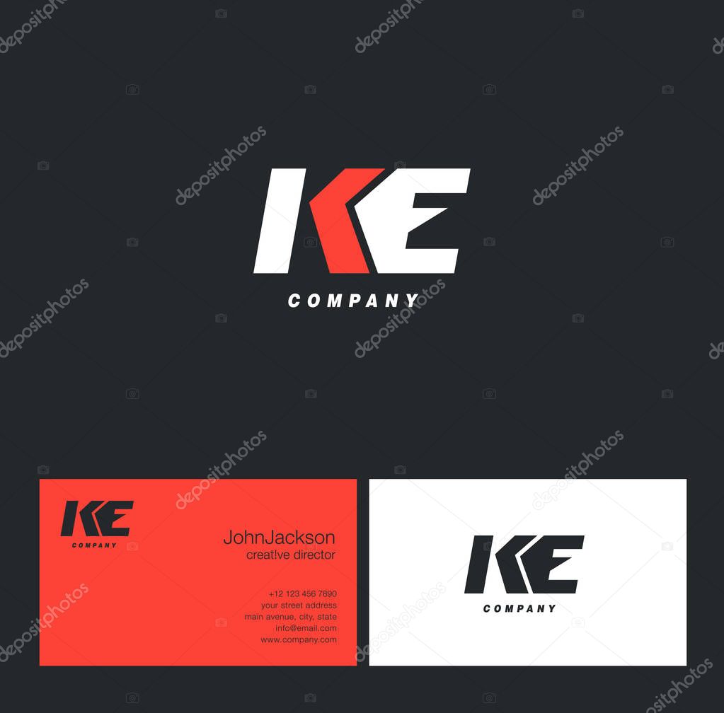 K & E Letter Logo, with Business Card Template Vector illustration
