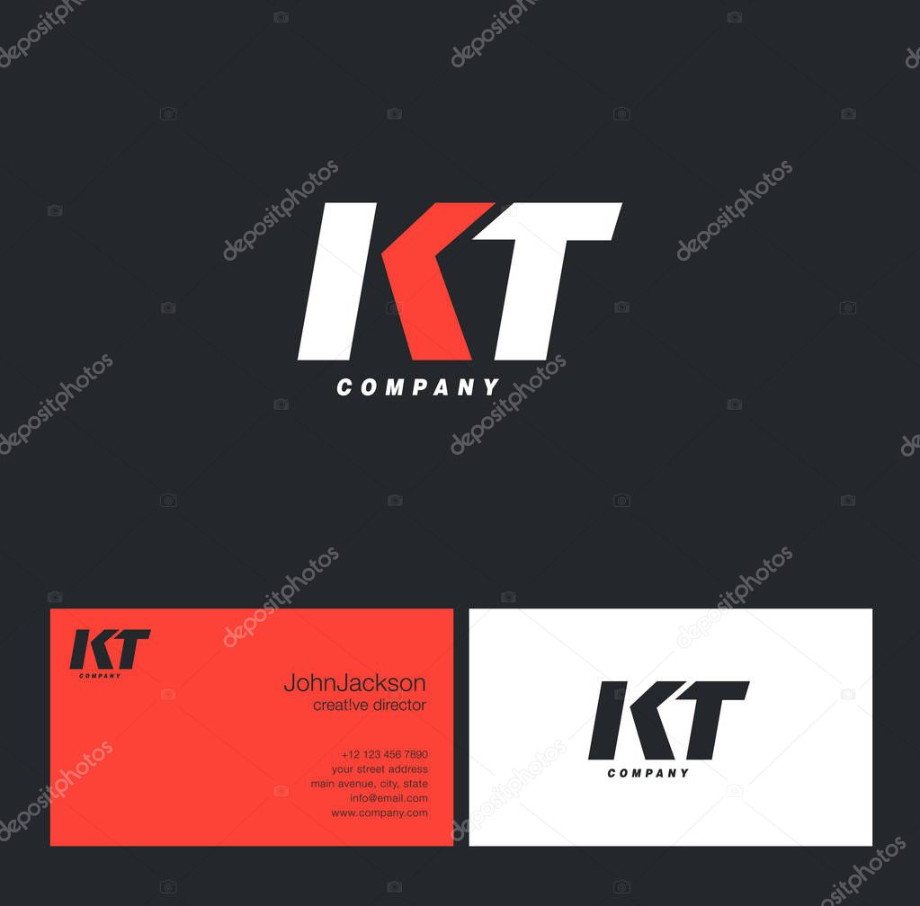 K & T Letter Logo, with Business Card Template Vector illustration