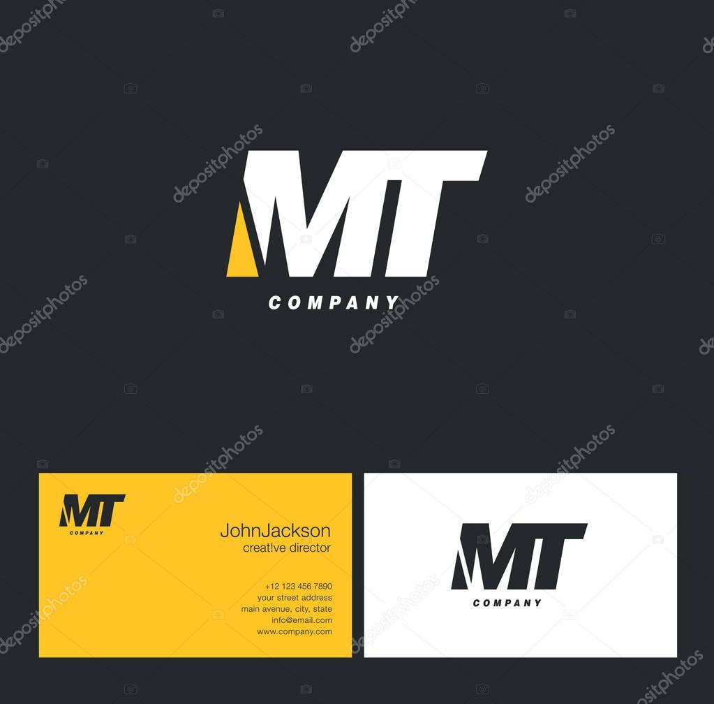 M & T Letter Logo, with Business Card Template Vector illustration