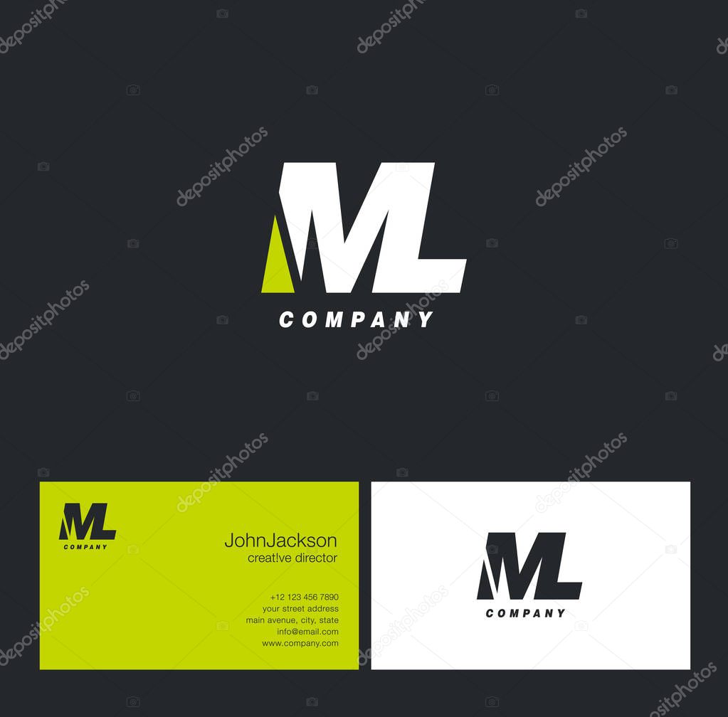 M & L Letter Logo, with Business Card Template Vector illustration
