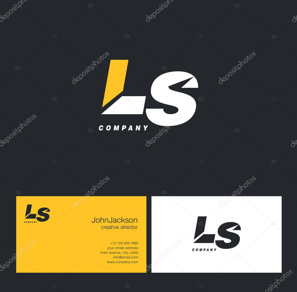 L & S Letter Logo, with Business Card Template Vector illustration