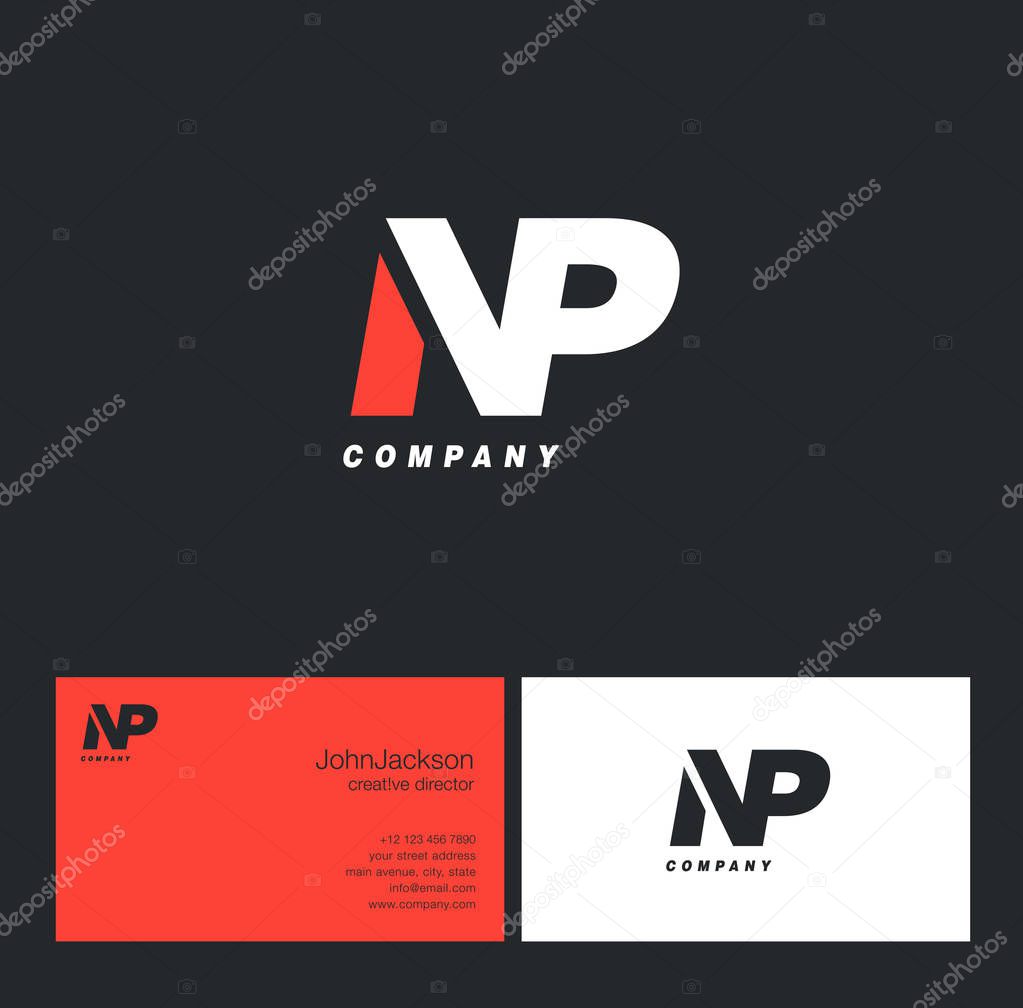 N & P Letter Logo, with Business Card Template Vector illustration