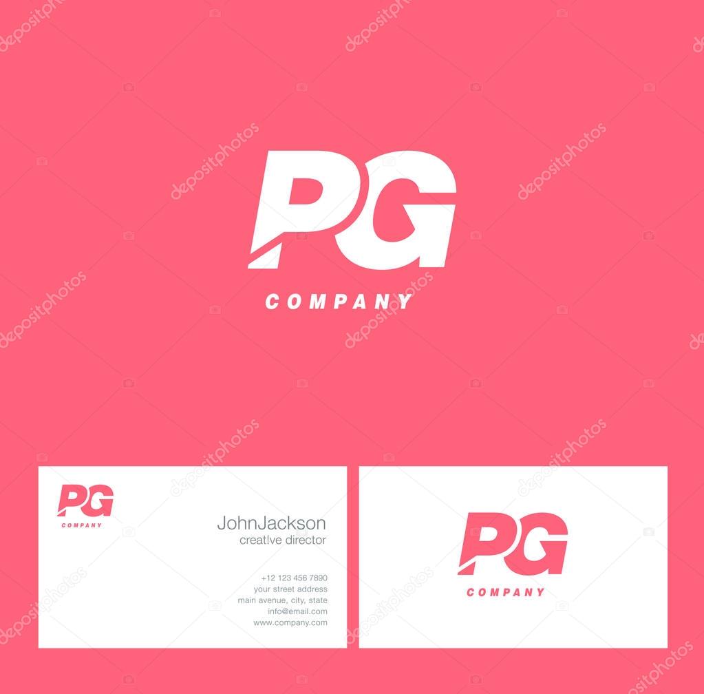 P & G Letter Logo, with Business Card Template Vector illustration