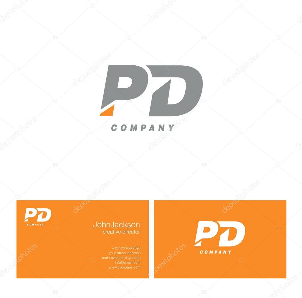P & D Letter Logo, with Business Card Template Vector illustration