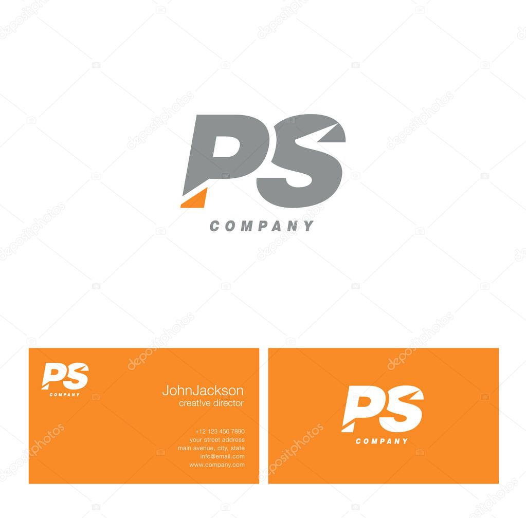 P & S Letter Logo, with Business Card Template Vector illustration