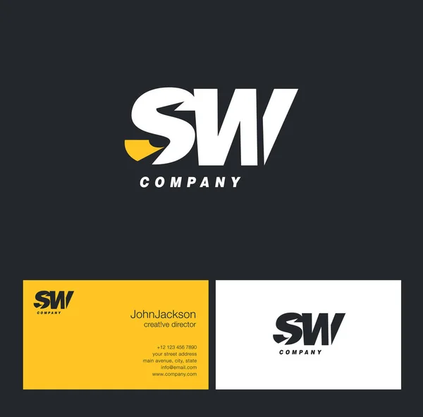 S & W logotipo da carta — Vetor de Stock