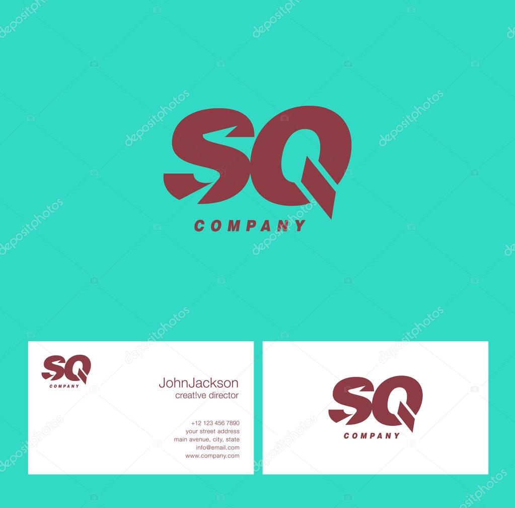 S & Q Letter Logo, with Business Card Template Vector illustration