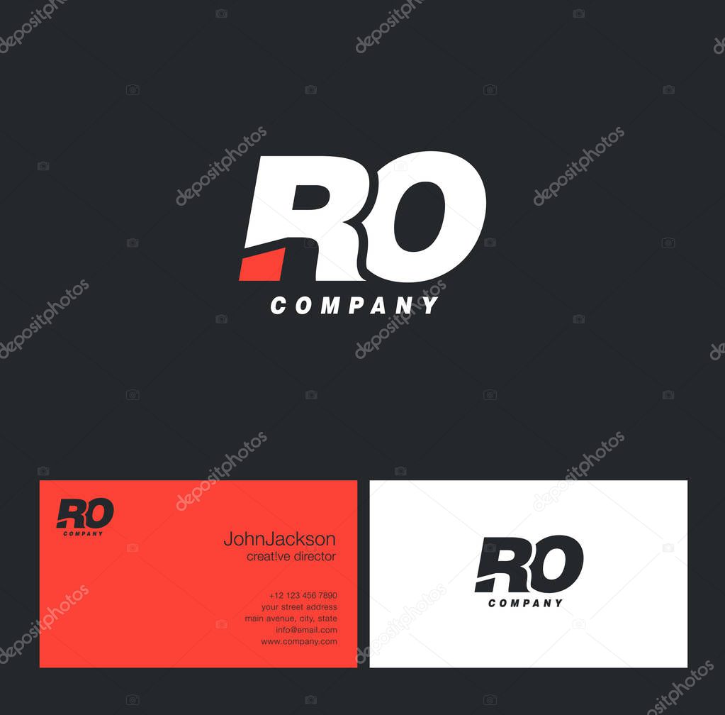 R & O Letter Logo, with Business Card Template Vector illustration