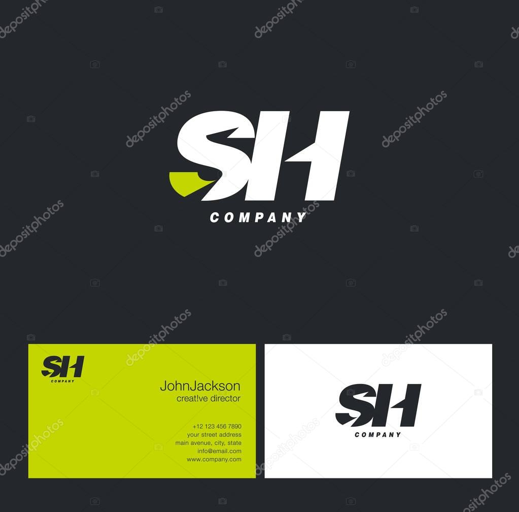 S & H Letter Logo, with Business Card Template Vector illustration