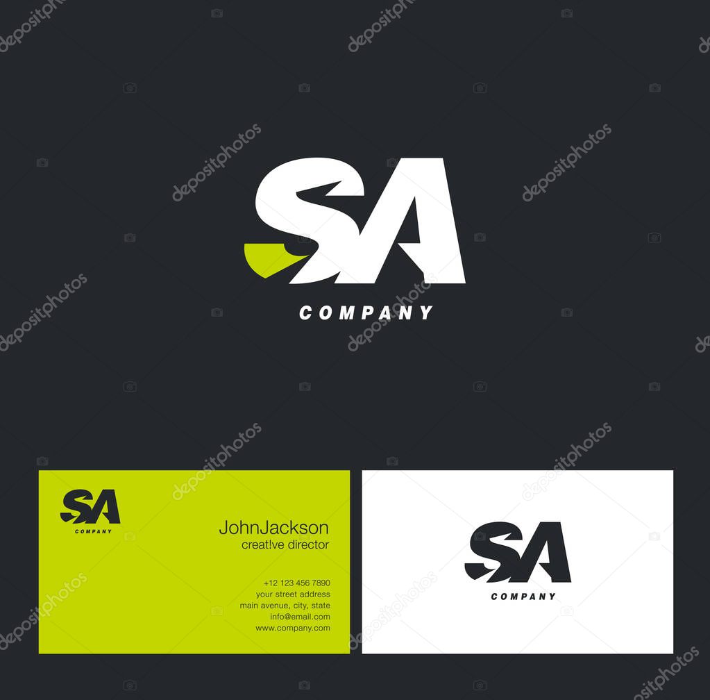 S & A Letter Logo, with Business Card Template Vector illustration