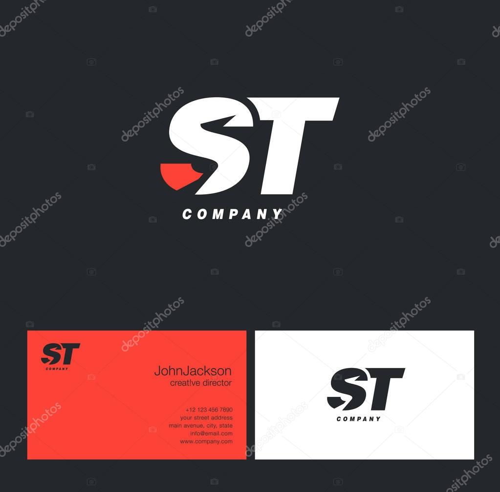 S & T Letter Logo, with Business Card Template Vector illustration