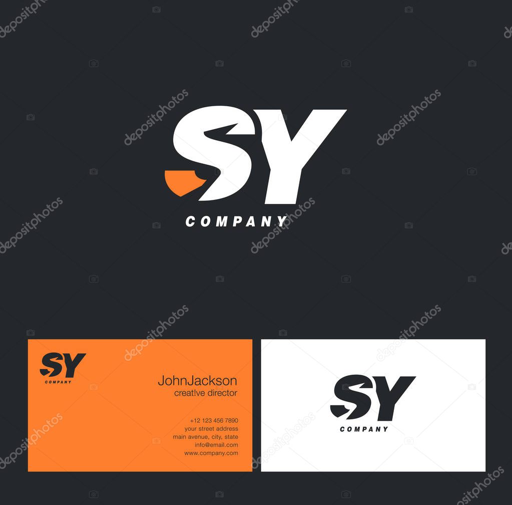 S & Y Letter Logo, with Business Card Template Vector illustration