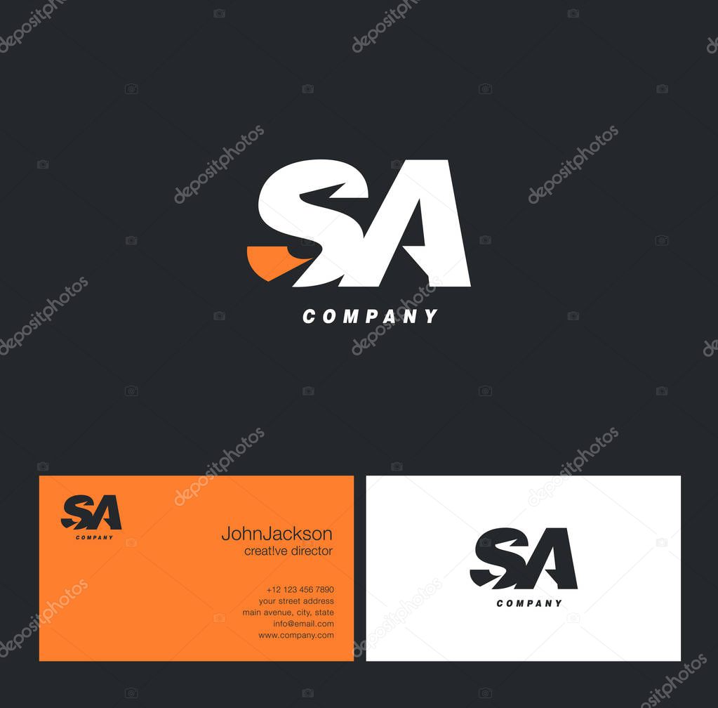 S & A Letter Logo, with Business Card Template Vector illustration