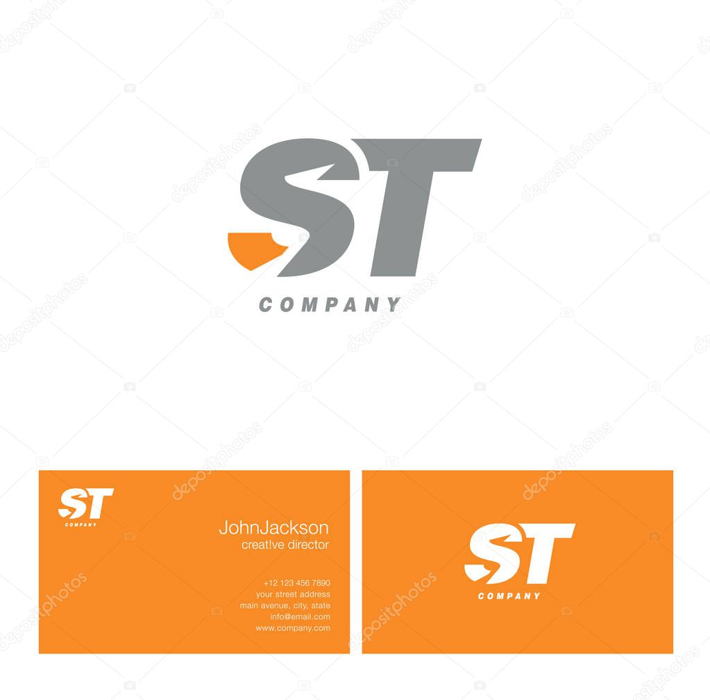 S & T Letter Logo, with Business Card Template Vector illustration
