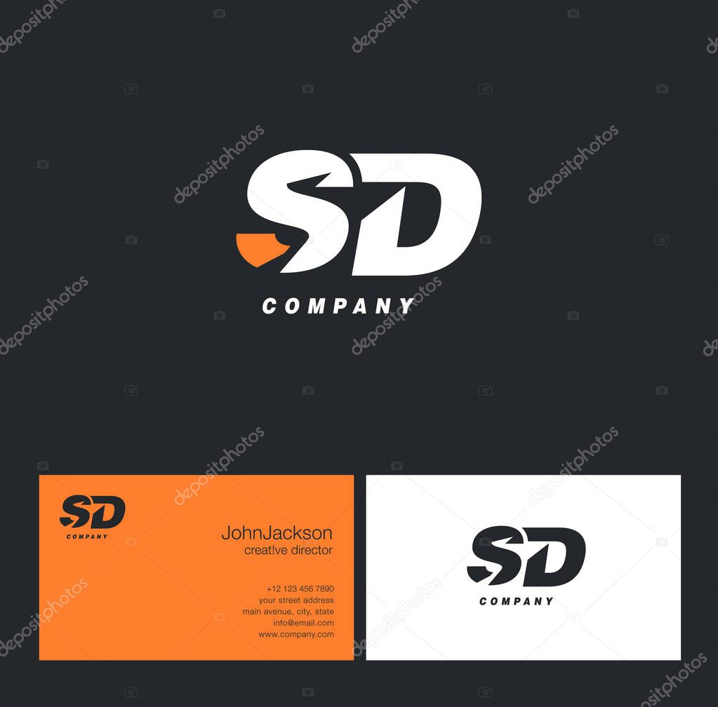 S & D Letter Logo, with Business Card Template Vector illustration