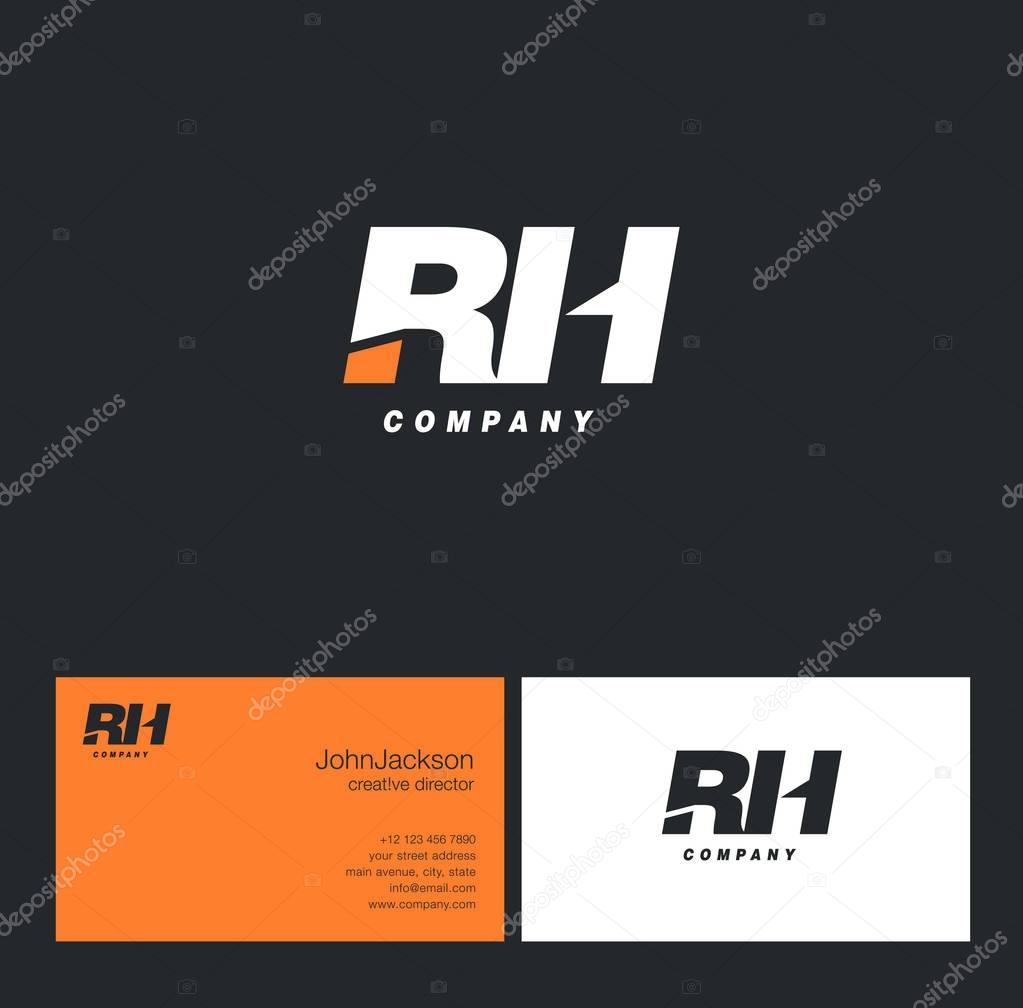 R & H Letter Logo, with Business Card Template Vector illustration