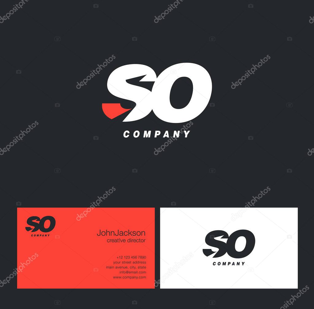 S & O Letter Logo, with Business Card Template Vector illustration