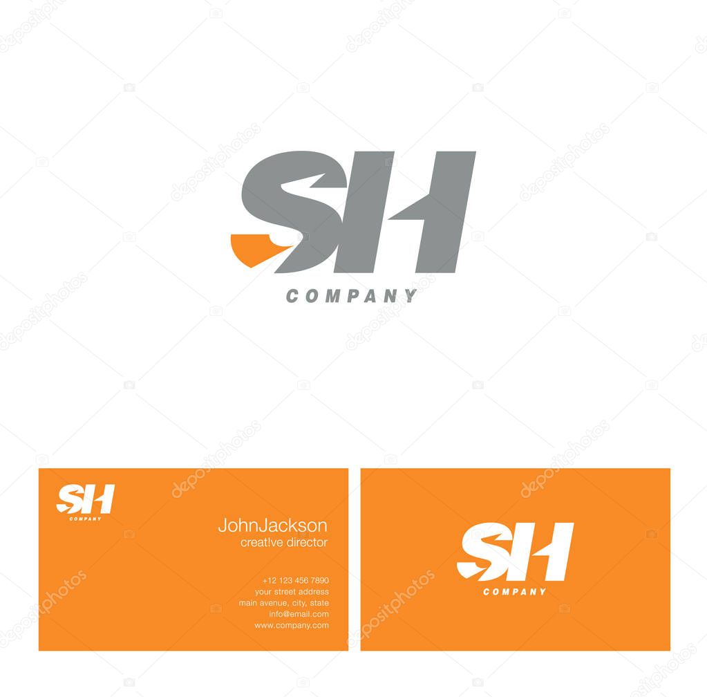 S & H Letter Logo, with Business Card Template Vector illustration