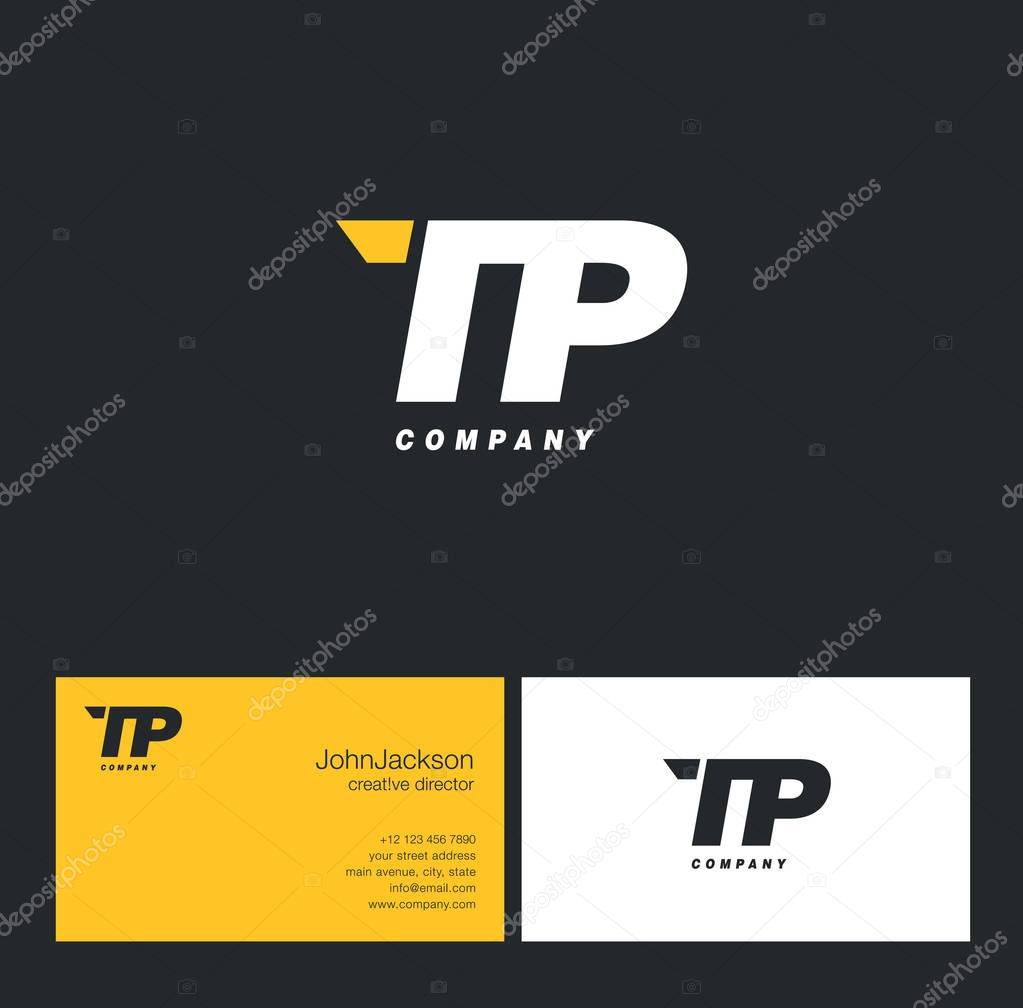 T & P Letter Logo, with Business Card Template Vector illustration
