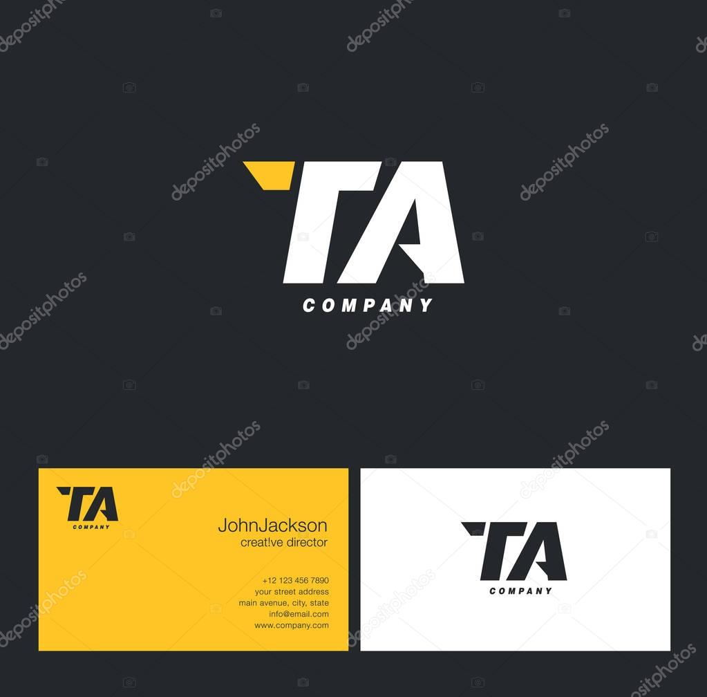 T & A Letter Logo, with Business Card Template Vector illustration