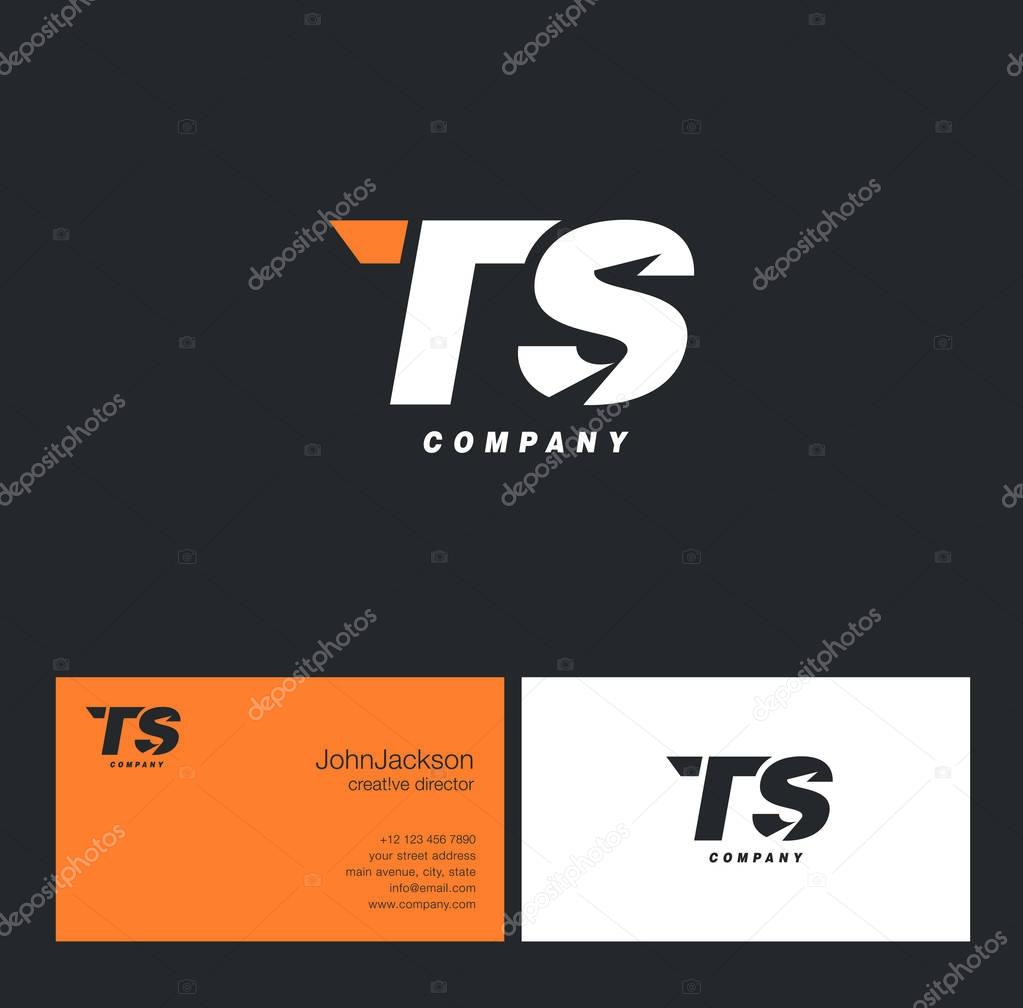 T & S Letter Logo, with Business Card Template Vector illustration
